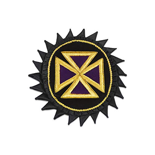 Knights Templar Cross Black Gold Purple Embroidered Masonic Patch - 5 1/2" Tall