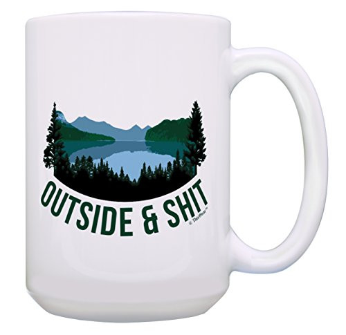 Humor Coffee Mug Outside & Sht Funny Coffee Mugs Sarcasm Cup Funny Coffee Cups for Women and Men Gift 15-oz Coffee Mug Tea Cup 15 oz White
