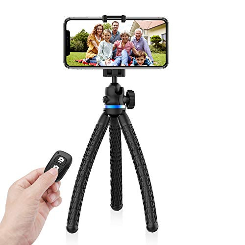 UBeesize Phone Tripod, 12 Inch Flexible Cell Phone Tripod Stand Holder with Wireless Remote Shutter & Universal Phone Mount, Compatible with iPhone/Android/DSLR/GoPro Camera