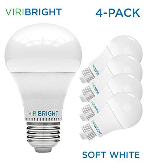 Viribright 100 Watt Equivalent (13W), LED Light Bulbs, Warm White 2700K, A19 100w Bulb, A19 Base Light Bulb, 4 Pack