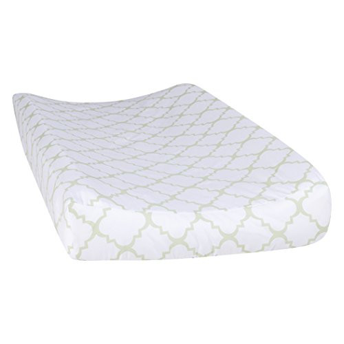 Trend Lab 100% Cotton Sea Foam Quatrefoil Changing Pad Cover, Sage Green/White