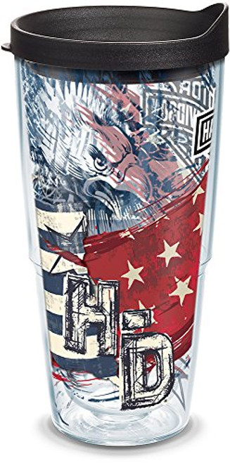 Tervis 1300498 Harley Davidson - American Flag Insulated Tumbler with Wrap and Black Lid, 24oz, Clear Tervis 1300498 Harley Davidson - American Flag Insulated Tumbler with Wrap and Black Lid, 24oz, Clear