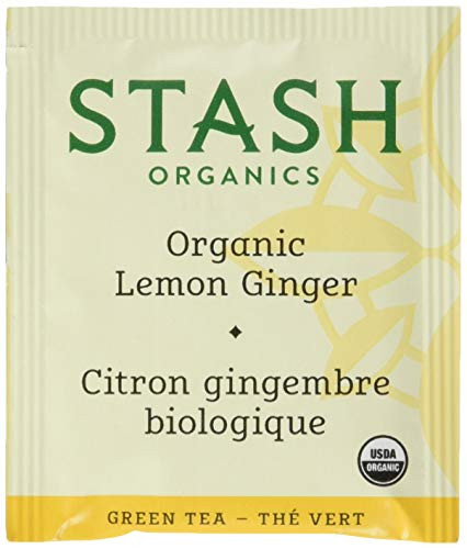 Stash Tea Organic Green Tea Lemon Ginger, 100 Count Tea Bags in Foil (packaging may vary) Individual Green Tea Bags for Use in Teapots Mugs or Cups, Brew Hot Tea or Iced Tea