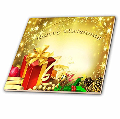 3dRose ct_4571_1 Merry Christmas Ceramic Tile, 4-Inch