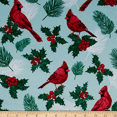 Shannon Fabrics Exclusive Shannon Studio Digital Minky Cuddle Pine & Holly Cardinal Fabric