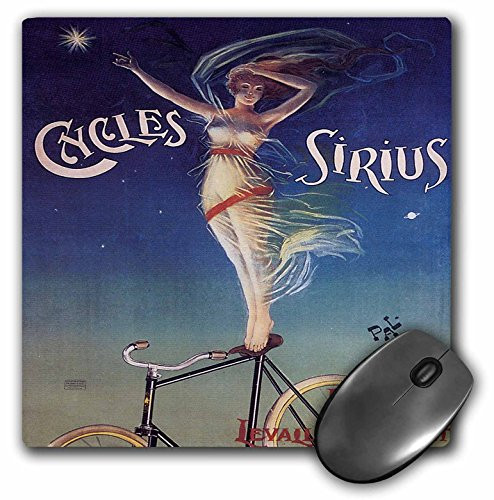 3dRose Cycles Sirius Woman Standing on A Bicycle Seat Poster - Mouse Pad, 8 by 8" (mp_153375_1)