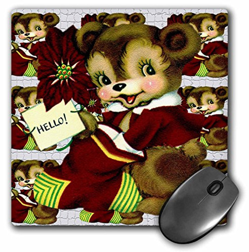 3dRose LLC 8 X 8 X 0.25 Inches Mouse Pad Cartoon Bear Christmas Stocking Holly and Tiled Mosaic Pattern (Mp_172800_1) 3dRose LLC 8 X 8 X 0.25 Inches Mouse Pad Cartoon Bear Christmas Stocking Holly and Tiled Mosaic Pattern (Mp_172800_1)