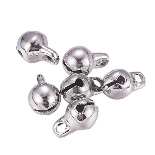 UNICRAFTABLE 100pcs 304 Stainless Steel Bell Charms Small Jingle Bell Charms Pendants Silver Tones Bell Pendants for DIY Necklace Bracelet Making 9x5x5mm