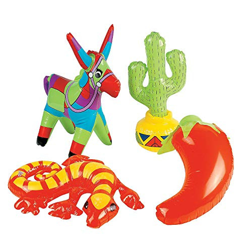 Fun Express - Inflate Fiesta Assortment for Cinco de Mayo - Toys - Inflates - Inflatable Characters - Cinco de Mayo - 12 Pieces