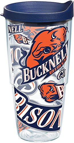 Tervis 1272300 Bucknell University All Over Tumbler with Wrap and Navy Lid 24oz, Clear