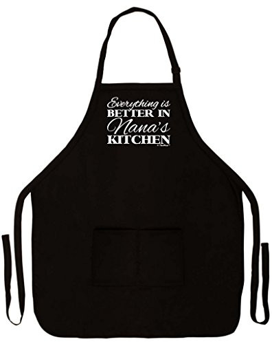 ThisWear Everything is Better in Nana's Kitchen Funny Apron Cooking Baking Crafting Gardening Two Pocket Apron Grandma Mom Black
