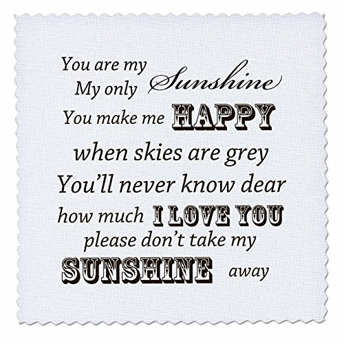 3dRose qs_79151_5 You are My Sunshine Word Art Vintage Song Quilt Square, 14 by 14-Inch