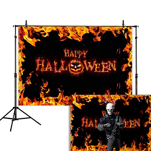 Allenjoy 7x5ft Horror Skeletons Backdrop Burning Flame Halloween Photography Backdrop Themed Party Background Photo Booth Studio Props
