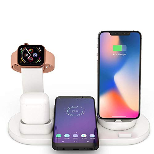 Baiwka Wireless Charger Stand, 4 in 1 Wireless Charging Dock for Apple Watch and Airpods, Qi Fast Wireless Charging Station Compatible with iPhone X/XS/XR/Xs Max/8/8 Plus