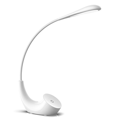 Dimmable Led Desk Lamp 3 Lighting Modes Eye Protection Reading Light Adjustable Gooseneck Touch Control Table Lamp with USB Charging Port for Bedroom Office Study (White)