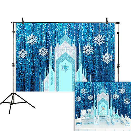 Allenjoy 7x5ft Frozen Ice Palace Backdrop Winter Princess Silver Snowflake Blue Sequin Curtain Photography Background Girl Birthday Baby Shower Party Supplies Decor Cake Table Banner Photo Booth Prop Allenjoy 7x5ft Frozen Ice Palace Backdrop Winter Princess Silver Snowflake Blue Sequin Curtain Photography Background Girl Birthday Baby Shower Party Supplies Decor Cake Table Banner Photo Booth Prop
