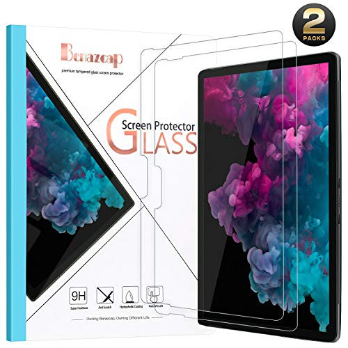 Benazcap Screen Protector for Surface Pro 6/Surface Pro (5th Gen)/Surface Pro 4[2 Pack], Pen Compatible/High Responsivity/Scratch Resistant/Tempered Glass Screen Protector for 12.3 Inch Tablet