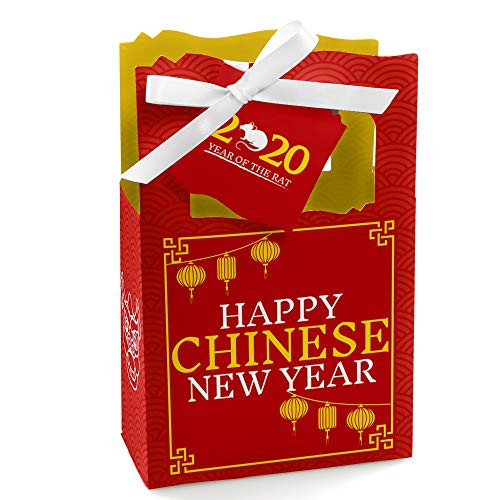 Big Dot of Happiness Chinese New Year - 2020 Year of the Rat Party Gift Bag - 12 Count