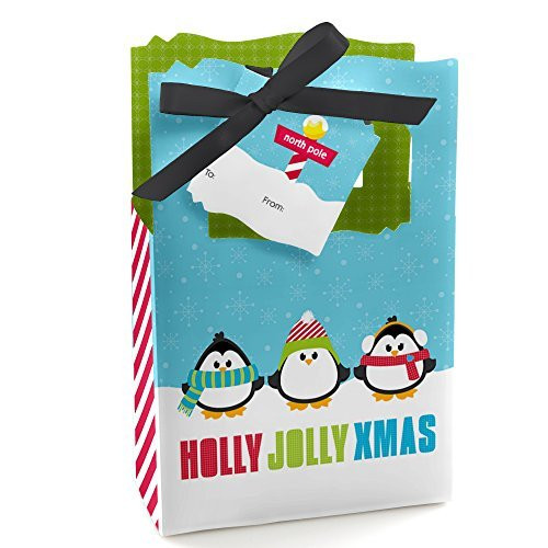 Holly Jolly Penguin - Christmas & Holiday Party Gift Bags - Set of 12