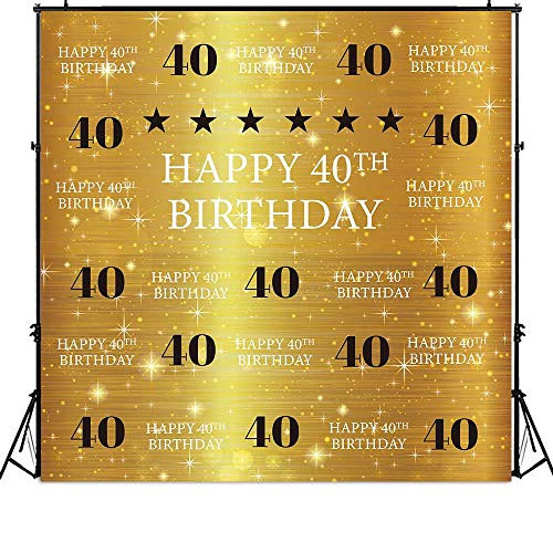 Funnytree 6x6ft Gold 40th Birthday Photography Backdrop Adult Step and Repeat Golden Glitter Shiny Background Forty Years Old Age Party Decoration Photo Banner Photobooth Props Funnytree 6x6ft Gold 40th Birthday Photography Backdrop Adult Step and Repeat Golden Glitter Shiny Background Forty Years Old Age Party Decoration Photo Banner Photobooth Props