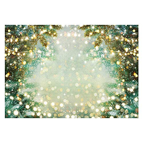 Funnytree 7x5ft Winter Christmas Wonderland Photography Backdrop Merry Xmas Green Glitter Bokeh Spots Background Snowflake Baby Shower Kids Birthday Portrait Banner Party Decoration Photo Studio