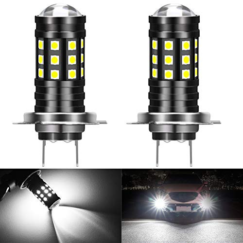 KATUR H7 LED Fog Light Bulbs High Power 3030 Chips Super Bright 2700 Lumens with Projector for Driving Daytime Running Lights DRL or Fog Lights,6500K Xenon White(Pack of 2)