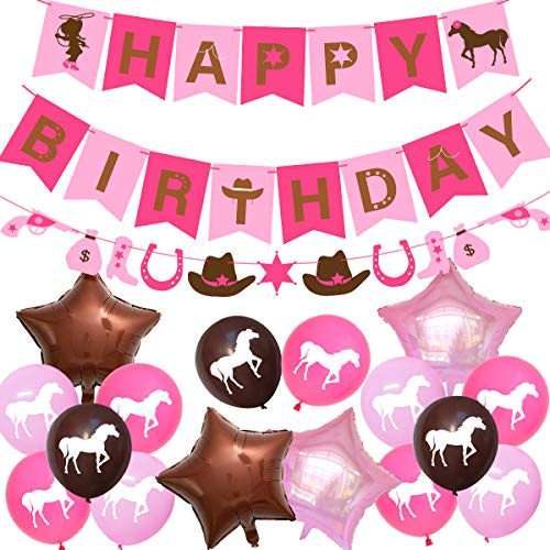 Western Cowgirl Party Decorations Horse Birthday Party Supplies for Girls with Cowgirl Garland Happy Birthday Banner Pink Latex Balloons Western Cowgirl Party Decorations Horse Birthday Party Supplies for Girls with Cowgirl Garland Happy Birthday Banner Pink Latex Balloons