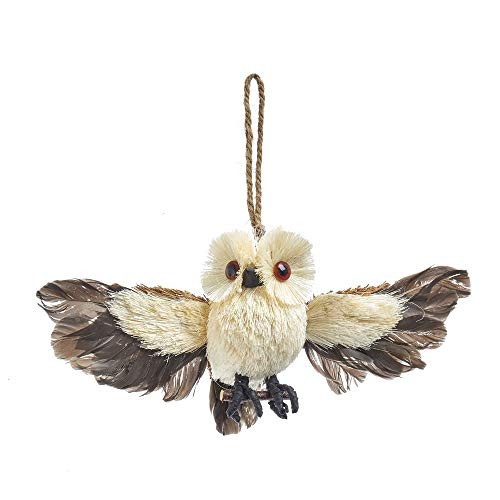 Kurt Adler 9.4-inch Flying Sisal Feathered Owl Hanging Ornament