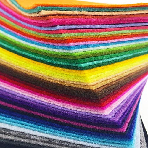 Misscrafts 48pcs 12" x 12" 1mm Thick Soild Felt Nonwoven Fabric Sheet Pack DIY Craft Patchwork Sewing Squares Assorted Colors