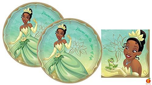 Disney Princess Tiana Party Supplies Pack with Plates and Napkins for 16 Guests by Amscan