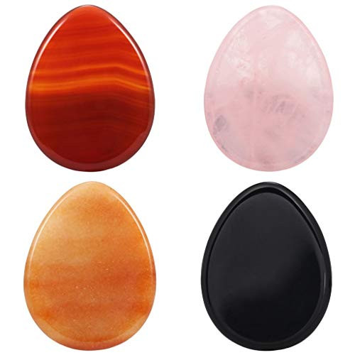 rockcloud Worry Stone,Thumb Palm Stones for Anxiety, Healing Crystal,Water Drop Shape, Pack of 4 rockcloud Worry Stone,Thumb Palm Stones for Anxiety, Healing Crystal,Water Drop Shape, Pack of 4