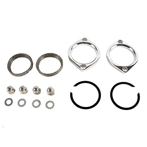 Harley Exhaust Flange Gasket Kit with Chrome finish on flanges and acorn nuts