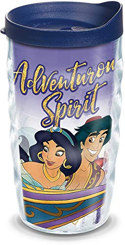 Tervis 1336265 Disney - Aladdin Magic Carpet Ride Insulated Tumbler with Wrap and Navy Blue Lid, 10 oz Wavy, Clear