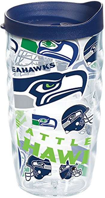 Tervis 1248181 NFL Seattle Seahawks All Over Tumbler with Wrap and Navy Lid 10oz Wavy, Clear Tervis 1248181 NFL Seattle Seahawks All Over Tumbler with Wrap and Navy Lid 10oz Wavy, Clear