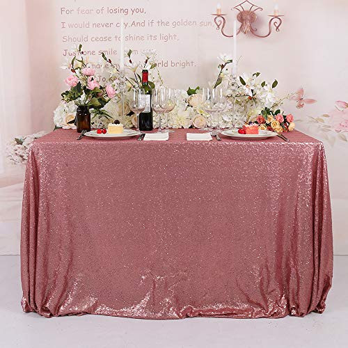 TRLYC Sequin Tablecloth Rectangular Blush Sequin Table Cloth for Wedding-60x105