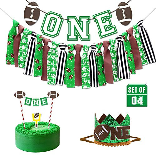 Vansolinne Football High Chair Banner Game Day Party Decorations Touchdown First Birthday Cake Smash Tailgate NFL Party Supplies Super Bowl Sunday Photo Booth Props for 1st Baby