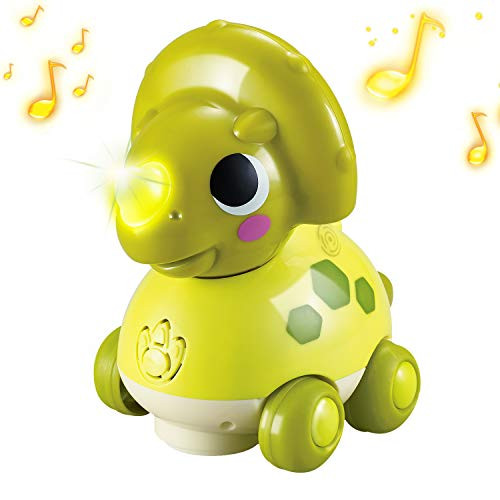 Zooawa Walking Dinosaur Toy Electronic Triceratops Musical Dinosaur Car Birthday Gift Present for Kids Teaching, Learning, Activity  Yellow