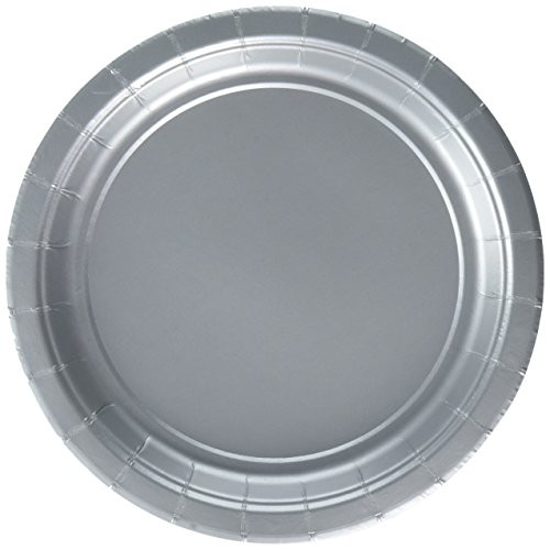 Amscan Round Silver Dessert Plates For Party | Plastic | 120 Ct.