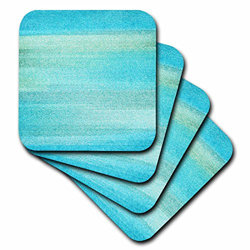3dRose CST_152091_2 Abstract Aqua Sea Beach Theme Art Soft Coaster (Set of 8)
