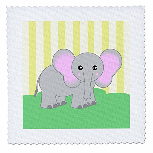 3dRose qs_6351_5 Baby Animals Elephant Quilt Square, 14 by 14-Inch