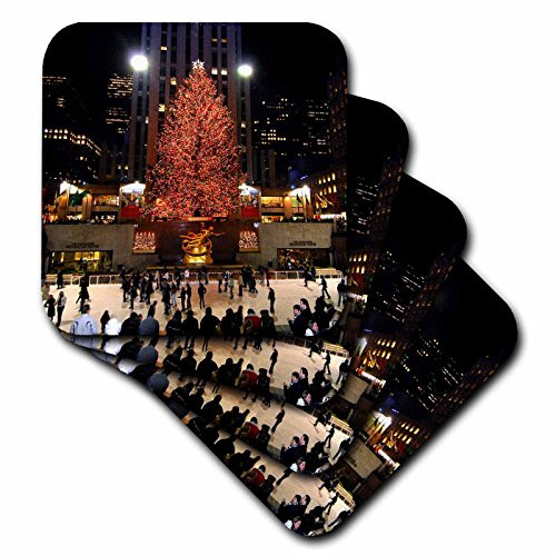 3dRose CST_45489_1 Christmas Lights at Rockefeller Center in New York-Soft Coasters, Set of 4