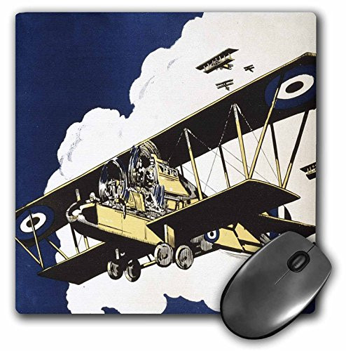 3dRose LLC 8 x 8 x 0.25 Inches Mouse Pad, Blue Yellow Bi Plane (mp_35240_1)