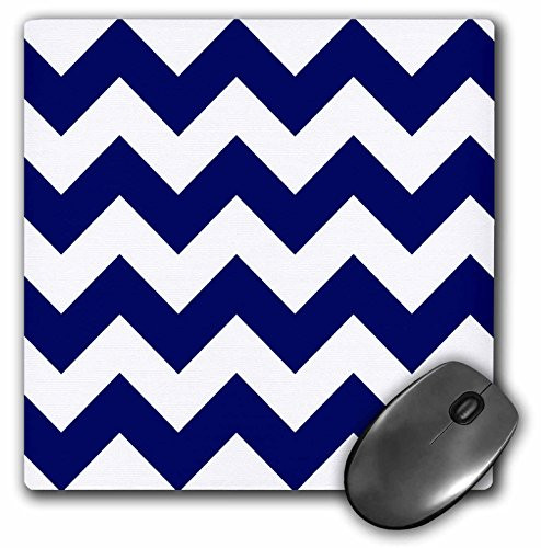 3dRose Dark Blue and White Chevron Pattern - Mouse Pad, 8 by 8" (mp_149893_1)