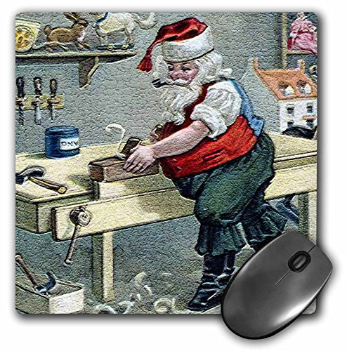 3dRose LLC 8 x 8 x 0.25 Inches Mouse Pad, Santa Using Table Saw Making Special Toy in His Workshop - (mp_172730_1)