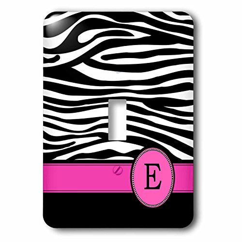 3dRose LLC lsp_154276_1 Letter E Monogrammed Black and White Zebra Stripes Animal Print with Hot Pink Personalized Initial Single Toggle Switch