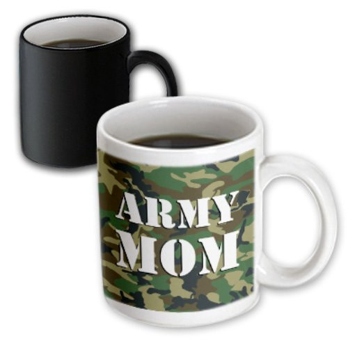 3dRose Army Mom Green Camouflage Magic Transforming Mug, 11-Ounce