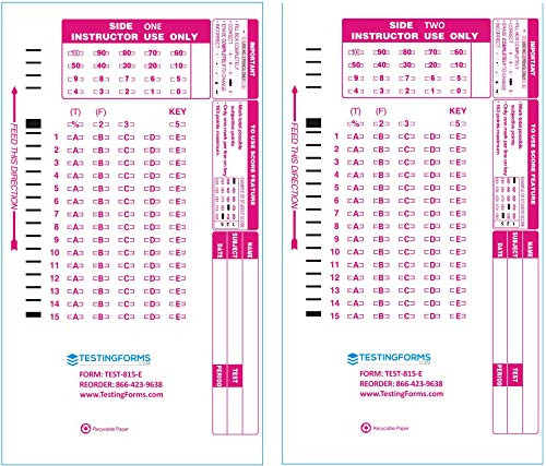 TEST-815E 815 E 15 Question Compatible Testing Forms (500 Sheet Pack)