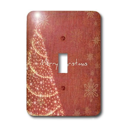3dRose lsp_28073_1 Deep Red Christmas Tree and Snowflakes Toggle Switch Multi-Color