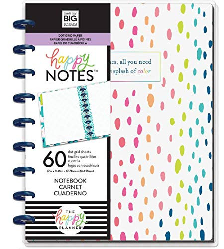 Me & My Big Ideas Happy Planner Medium Notebook W/60 Sheets-A Little Splash of Color, Dot Grid