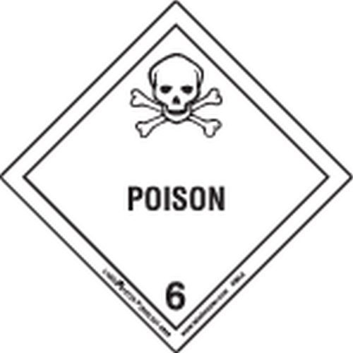 Labelmaster HMSL80S Poison Worded Label, PVC-Free Film, Hazmat, 4" x 4" (Pack of 25)